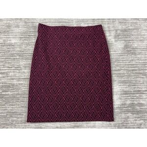Jones Studio Skirt Womens Medium Red Geometric Lined Pencil Knee Length